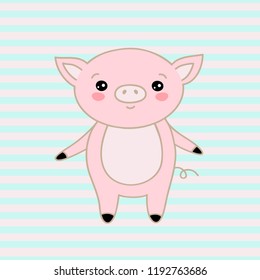 vector clip art pink piglet on a striped background