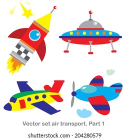 Vector clip art  set  air transport.Part 1.