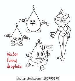 vector clip art set funny cartoon drops