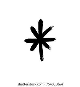 Vector, clip art. Snowflake, drawing, stylized, simple, brush, paint, funny, star, symbol, hand drawn, white background, contrast, gouache, sketch, print, element for pattern and other, design tool.
