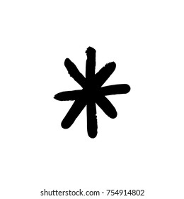 Vector, clip art. Snowflake, drawing, stylized, simple, brush, paint, funny, star, symbol, hand drawn, white background, contrast, gouache, sketch, print, element for pattern and other, design tool.