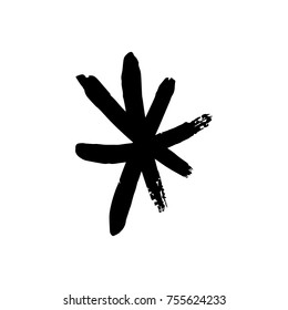 Vector, clip art. Snowflake, drawing, stylized, simple, brush, paint, funny, star, symbol, hand drawn, white background, contrast, gouache, sketch, print, element for pattern and other, design tool.