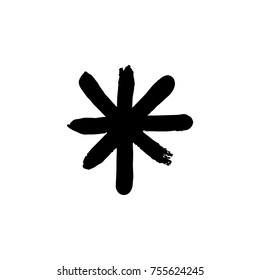 Vector, clip art. Snowflake, drawing, stylized, simple, brush, paint, funny, star, symbol, hand drawn, white background, contrast, gouache, sketch, print, element for pattern and other, design tool.