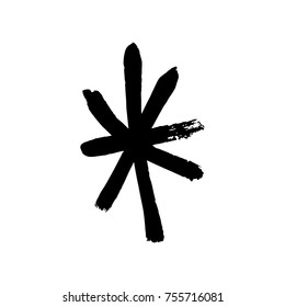 Vector, clip art. Snowflake, drawing, stylized, simple, brush, paint, funny, star, symbol, hand drawn, white background, contrast, gouache, sketch, print, element for pattern and other, design tool.