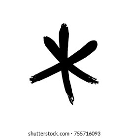 Vector, clip art. Snowflake, drawing, stylized, simple, brush, paint, funny, star, symbol, hand drawn, white background, contrast, gouache, sketch, print, element for pattern and other, design tool.