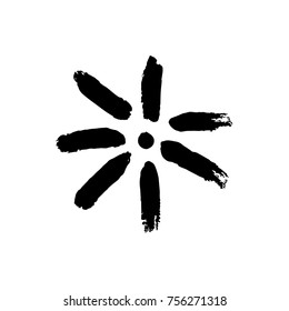 Vector, clip art. Snowflake, drawing, stylized, simple, brush, decor, funny, star, symbol, contrast, gouache, sketch, print for t-shorts and textile, element for pattern and other, design tool.