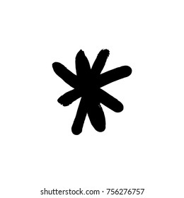 Vector, clip art. Snowflake, drawing, stylized, simple, brush, decor, funny, star, symbol, contrast, gouache, sketch, print for t-shorts and textile, element for pattern and other, design tool.