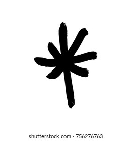 Vector, clip art. Snowflake, drawing, stylized, simple, brush, decor, funny, star, symbol, contrast, gouache, sketch, print for t-shorts and textile, element for pattern and other, design tool.