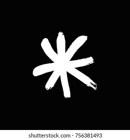 Vector, clip art. Snowflake, drawing, stylized, simple, brush, decor, funny, star, symbol, contrast, gouache, sketch, print for t-shorts and textile, element for pattern and other, design tool.