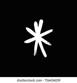 Vector, clip art. Snowflake, drawing, stylized, simple, brush, decor, funny, star, symbol, contrast, gouache, sketch, print for t-shorts and textile, element for pattern and other, design tool.