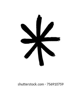 Vector, Clip Art. Snowflake, Drawing, Stylized, Simple, Brush, Decor, Funny, Star, Symbol, Contrast, Gouache, Sketch, Print For T-shorts And Textile, Element For Pattern And Other, Design Tool.