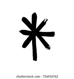 Vector, clip art. Snowflake, drawing, stylized, simple, brush, decor, funny, star, symbol, contrast, gouache, sketch, print for t-shorts and textile, element for pattern and other, design tool.