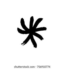 Vector, clip art. Snowflake, drawing, stylized, simple, brush, decor, funny, star, symbol, contrast, gouache, sketch, print for t-shorts and textile, element for pattern and other, design tool.