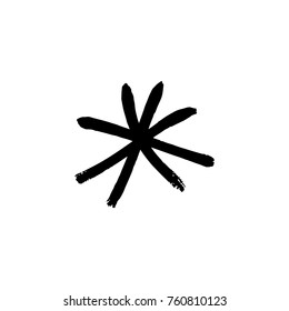 Vector, clip art. Snowflake, drawing, stylized, simple, brush, decor, funny, star, symbol, contrast, gouache, sketch, print for t-shorts and textile, element for pattern and other, design tool.