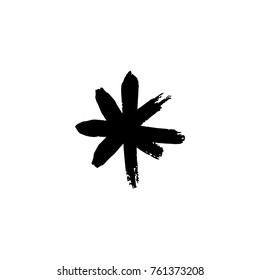 Vector, clip art. Snowflake, drawing, stylized, simple, brush, decor, funny, star, symbol, contrast, gouache, sketch, print for t-shorts and textile, element for pattern and other, design tool.