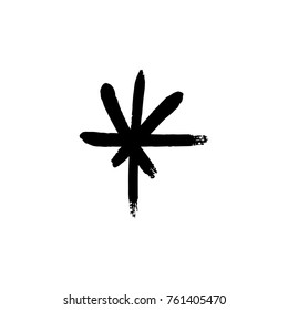 Vector, clip art. Snowflake, drawing, stylized, simple, brush, decor, funny, star, symbol, contrast, gouache, sketch, print for t-shorts and textile, element for pattern and other, design tool.