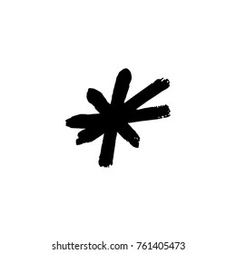 Vector, clip art. Snowflake, drawing, stylized, simple, brush, decor, funny, star, symbol, contrast, gouache, sketch, print for t-shorts and textile, element for pattern and other, design tool.