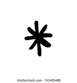 Vector, clip art. Snowflake, drawing, stylized, simple, brush, decor, funny, star, symbol, contrast, gouache, sketch, print for t-shorts and textile, element for pattern and other, design tool.
