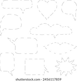Vector clip art with speech bubbles balloons. Comic text bubbles silhouette set isolated in white background