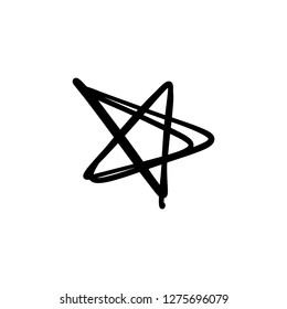Vector, clip art. Star brush drawing, stylized simple decor, funny gouache sketch, print for t-shirts and textile, element for pattern and other, design tool.