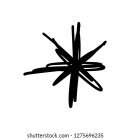Vector, clip art. Star or snowflake drawing, stylized simple decor, funny gouache sketch, print for t-shirts and textile, element for pattern and other, design tool.