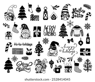 Vector Clip art with traditional Christmas symbols