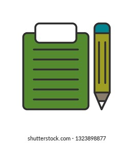 Vector Clip board And Pencil Icon

