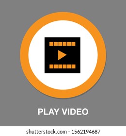 vector clip play button icon - movie media symbol - start watch or play video