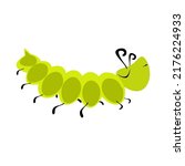Vector clipart of animals and insects isolated on white background. Cute cartoon caterpillar