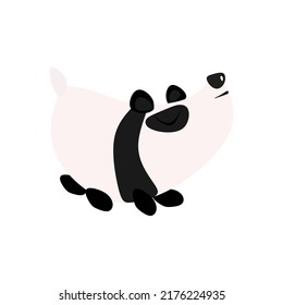Vector clipart de animales e insectos aislados en fondo blanco. Panda de dibujos animados