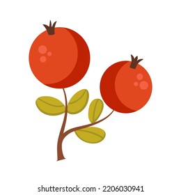 Vector clipart with autumn Rowan. Illustration of cozy Rowan.