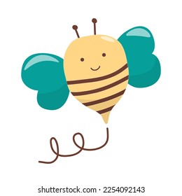 Abeja de clipart vectorial con estilo de dibujo a mano, sobre fondo blanco