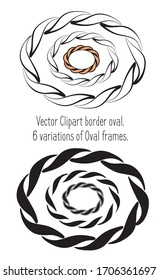 Vector Clipart border oval. 6 variations of Oval frames for your design.