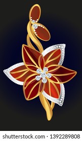 Vector clipart Brooch with Diamonds. A hand-drawn image for insertion into a document, a website, a presentation, for desktop and just for the soul.
