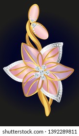 Vector clipart Brooch with Diamonds. A hand-drawn image for insertion into a document, a website, a presentation, for desktop and just for the soul.
