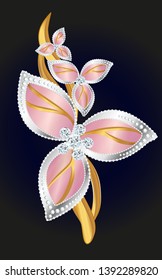 Vector clipart Brooch with Diamonds. A hand-drawn image for insertion into a document, a website, a presentation, for desktop and just for the soul.

