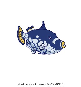 Vector clip-art with cartoon fish in bright colors