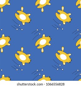 vector clipart cat flying in space, child seamless pattern