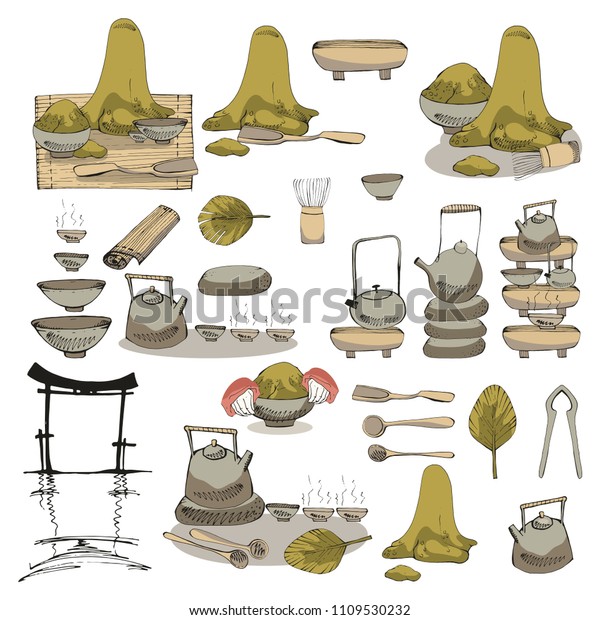 Vector Clipart Collection Chinese Tea Party Stock