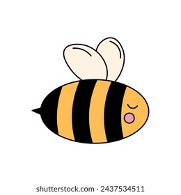 Vector clipart of cute bee in cartoon style. Stock isolated image on a white background. Perfect for holiday designs, cards, logo, decorations, invitations. 
