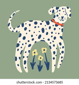 Vector clipart dalmatian dog sticker. Dogs breed. EPS and JPG illustration. Funky doodle trendy print, colorful handdrawn childish cartoon art. Groovy fauve abstract collage decor elements in authors
