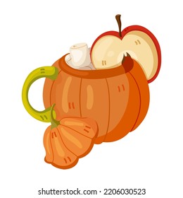 Vector clipart with delicious pumpkin drink. Pumpkin drink illustration.