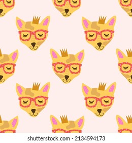 Vector clipart dog seamless pattern. Dogs breed. EPS and JPG illustration. Funky doodle trendy print, colorful handdrawn childish cartoon art. Groovy fauve abstract collage decor elements in authors