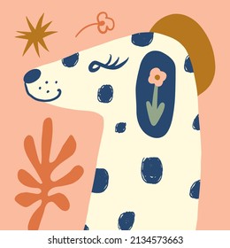 Vector clipart dog sticker. Dogs breed. EPS and JPG illustration. Funky doodle trendy print, colorful handdrawn childish cartoon art. Groovy fauve abstract collage decor elements in authors style.