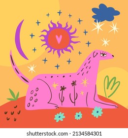 Vector clipart dog sticker. Dogs breed. EPS and JPG illustration. Funky doodle trendy print, colorful handdrawn childish cartoon art. Groovy fauve abstract collage decor elements in authors style.