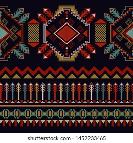 Vector clipart. Ethnic geometrical seamless pattern. Abstract symmetric background. Folk geometric backdrop