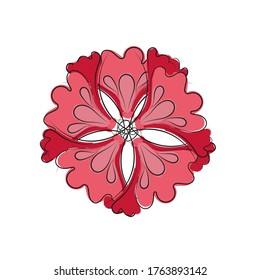 vector clipart flower pink simple shape line isolated on white background, pink flowers single, flower pink petals for clip, flower illustration for children, flower petals for decoration