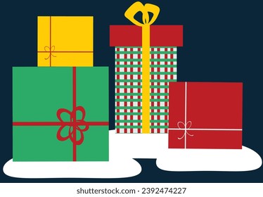 Vector clipart with gifts for Christmas, Birthday holidays isolated in white background