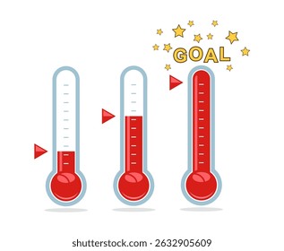 vector clipart of goal thermometers at different levels