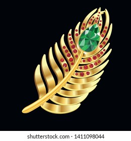 Vector clipart Gold Peacock Feather. A hand-drawn image for insertion into a document, a website, a presentation, for desktop and just for the soul.
